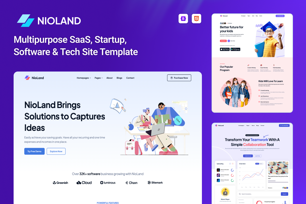 SaaS & App Landing Page HTML Template